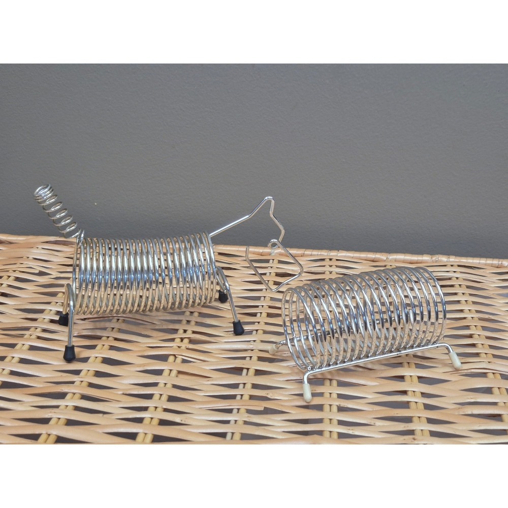 Vintage MCM Wire Letter Holders Scottie Dog & Chrome Desk Organizer Pair Retro